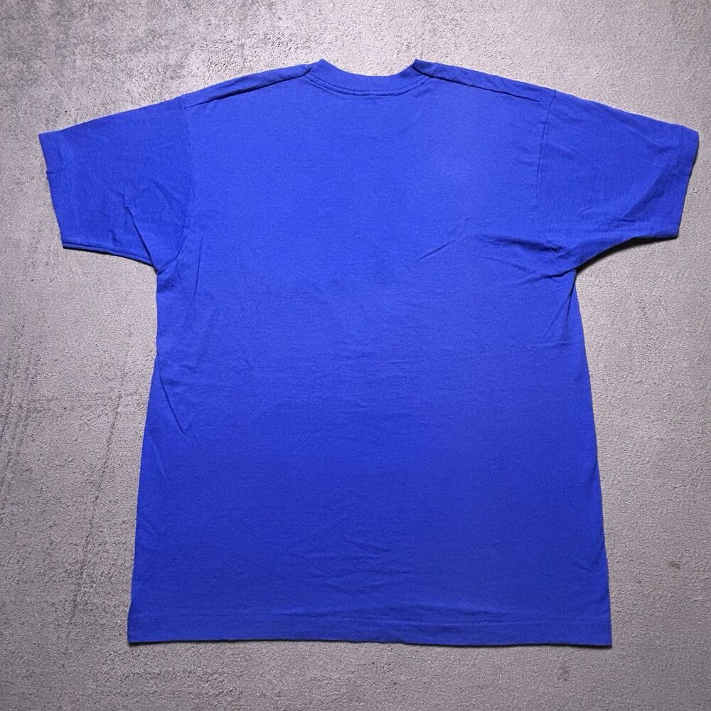 Fruit of the Loom Pocket Tee Mens XXL Vintage 90s Single Stitch Blank Blue